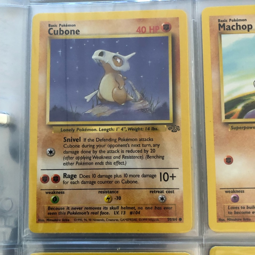 1990’s rare vintage Cubone Pokémon card 50/64